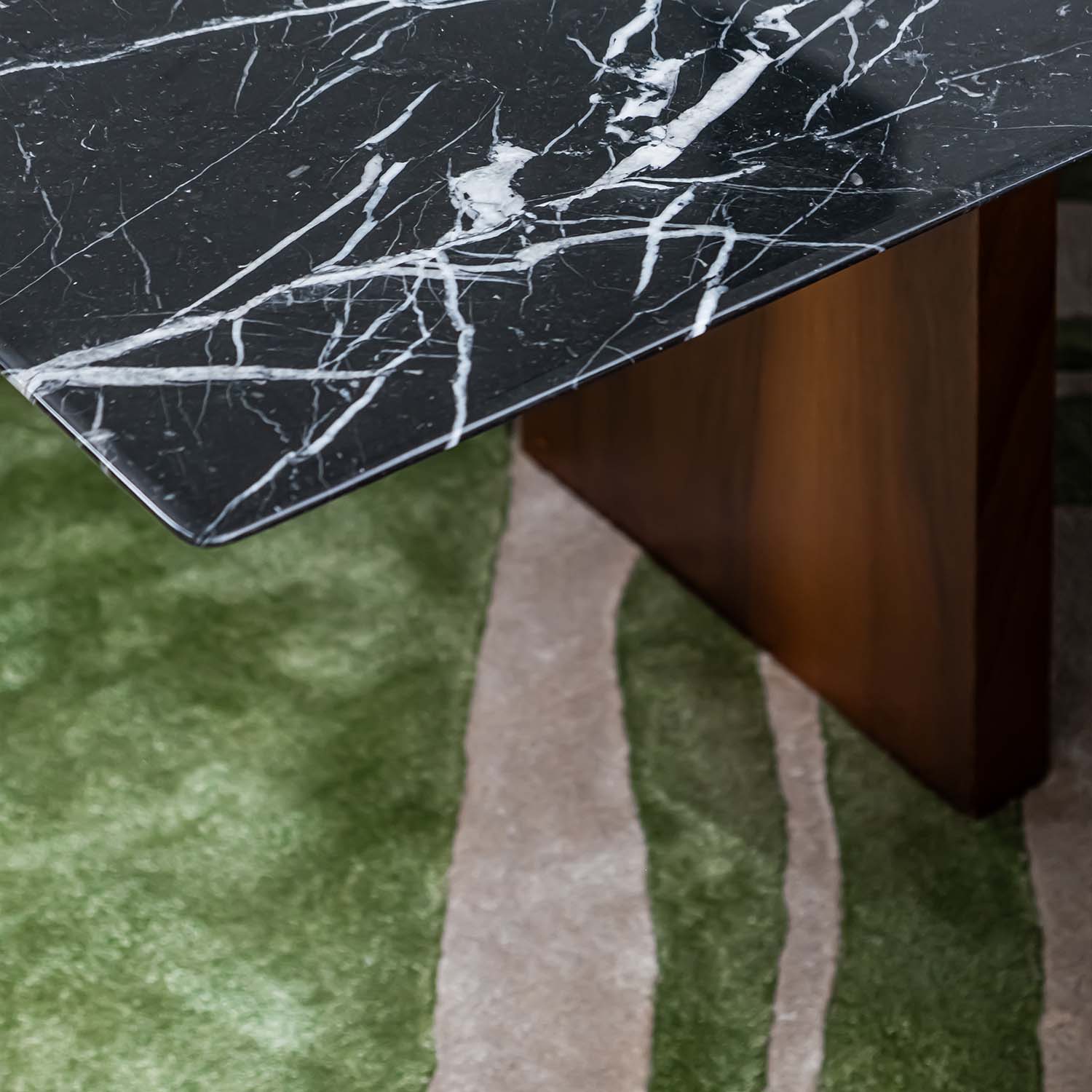 A glimpse of a side marble black table